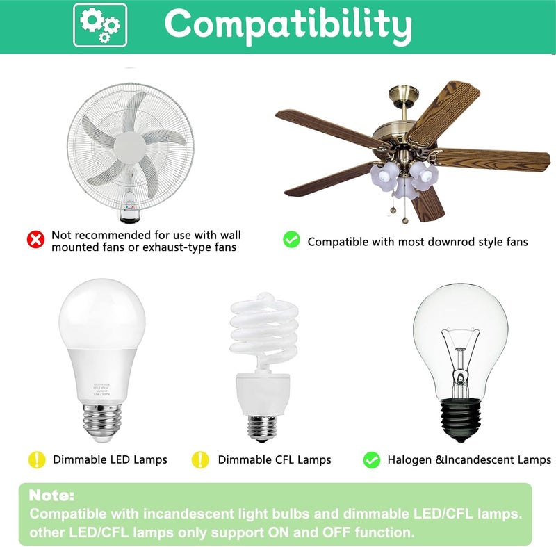 Prichor Replacement for Ceiling Fan Remote Control Kit with Light Dimmer, Compatible with Remote 99770 99772 99392 99122 99123 99600, Universal Remote Control with Receiver works for most 3 Speeds Ceiling Fan - Image 4
